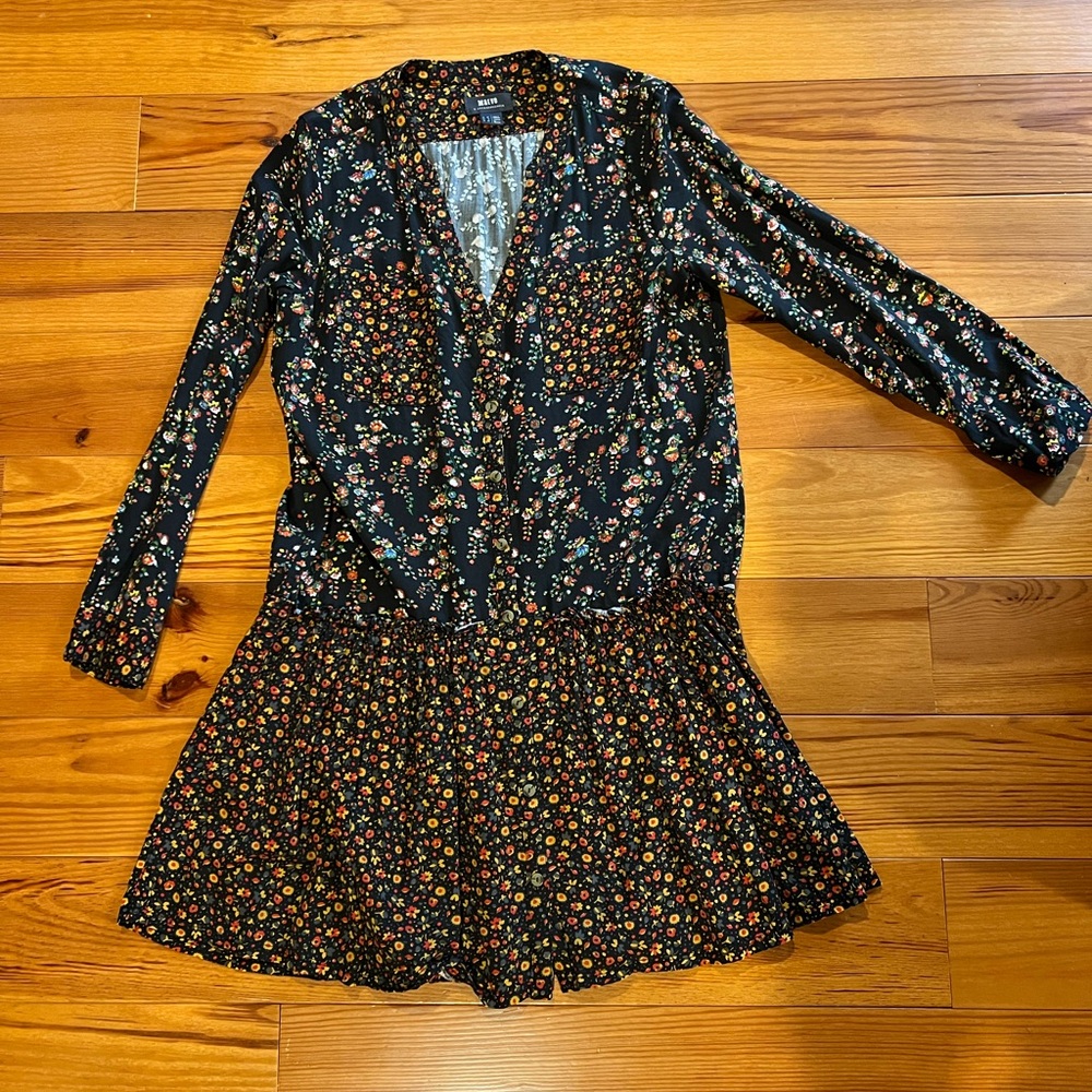 Anthropologie Maeve Black and Yellow Floral Blouse
